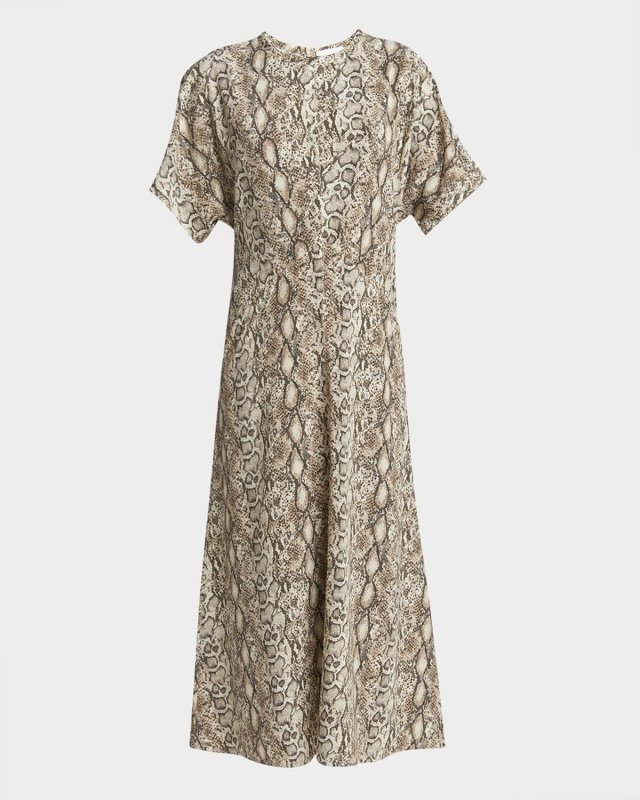 Keany Snake Print Midi Dress